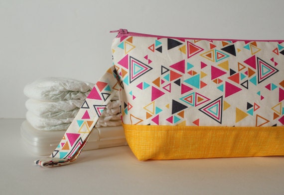 diaper clutch / diaper and wipes case -- washi triangles