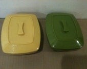 Pair of 1960s Vintage Plastic Containers with Lids