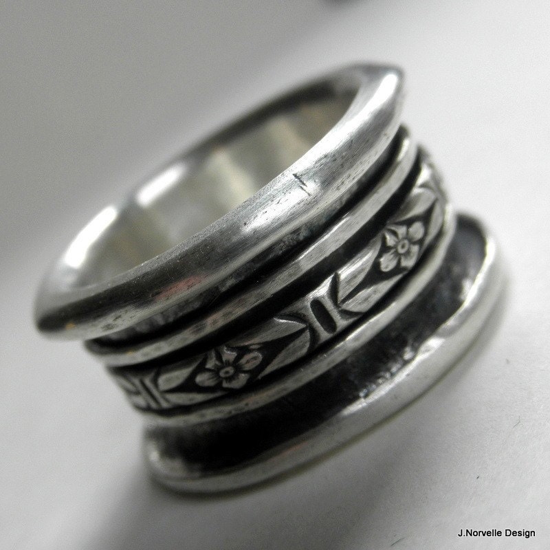 Spinner Ring Big Chunky Forged Fine Silver Size 9