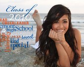 Beach Bum Graduate - Photo to Art - Word Art 11x14