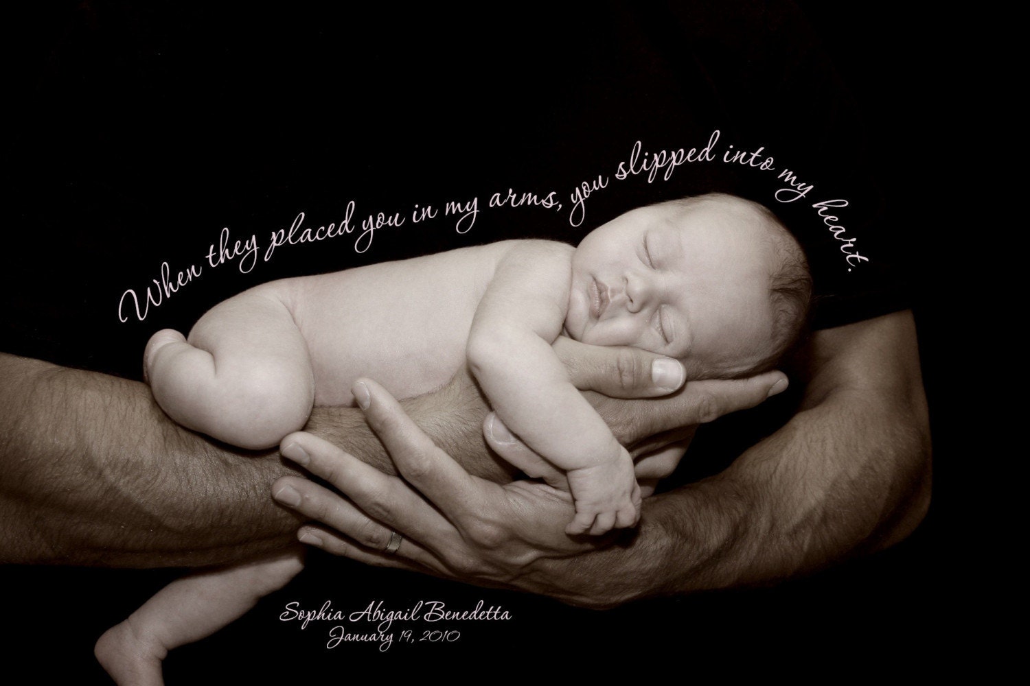 Beautiful Baby in Daddy's Arms - Photo to Art -11x14