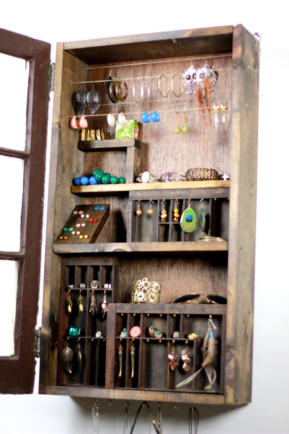 Jewelry organizer, Jewelry display, jewelry storage,  jewelry holder, Jewelry closet, jewelry cabinet..... Handmade by TangleandFold