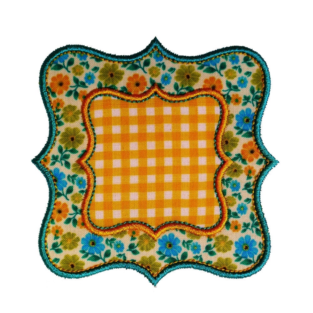 Square Fancy Frame Appliques Machine Embroidery Designs Applique Pattern in 4 sizes 3", 4", 5" and 6"