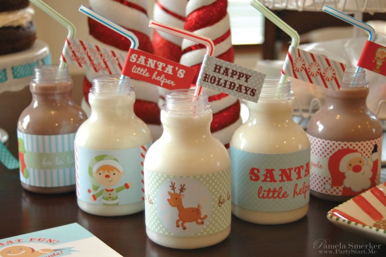 Oh What Fun - Water Bottle Labels - Christmas 2011 Holiday Collection - Retro Kids Cookie Decorating Party Il_570xn