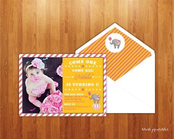 Girl Carnival - Vintage Circus Birthday Invitation - Vintage Carnival - Party Circles - Party Pack Il_570xn