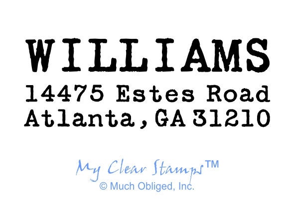 Small custom self-inking stamp featuring simple vintage typewriter font  (20344) - (1 7/8 x 3/4)