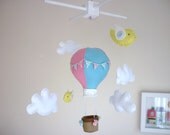 Up, Up, Up and Away - Pretty Hot Air Balloon Baby Mobile with Birdy Friends - Custom Mobile
