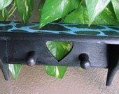 Blue and Black Animal Print Small Wall Hanging Shelf
