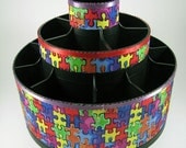Autism Awareness Altered Tool Caddy Storage Organizer with Lazy Susan