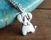 Little puppy dog sterling silver necklace - animal necklace - beagle necklace