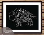 Buffalo Butcher Chart (Exotic Meats Collection) - 8x10 Print (featured in Blackl) (Buy 3 and get One Free)