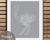 Ostrich Butcher Chart (Exotic Meats Collection) - 8x10 Print (featured in Dolphin Grey) (Buy 3 and get One Free)