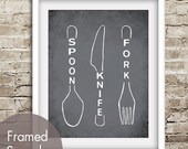 Spoon Knife Fork (Kitchen Utensil Art) 8x10 Print (Featured in Chracoal) Buy 3 Get One Free