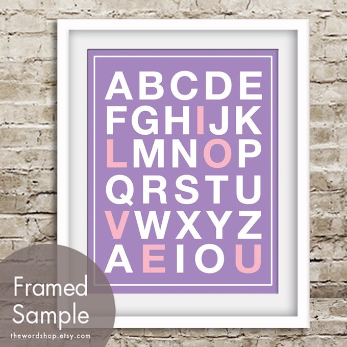 I LOVE YOU - Alphabet - 11x14 Print (Featured in Imperial Violet and Pink Lemonade) Buy 3 Get One Free
