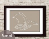Pterodactyl, Dinosaur Butcher Diagram Series - 5x7 Print (Featured in Truffle Brown) (Buy 3 and get One Free)