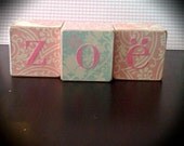 Zoe Shabby Chic PERSONALIZED WOODEN BLOCKS, gifts, children, toddler,birthdays, baby showers, maternity pictures, nursery decor, photo prop