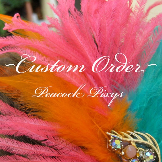 Custom for luciaeli RUSH - Feather Hair Piece, feather hair clip, Turquoise - WHITE OASIS