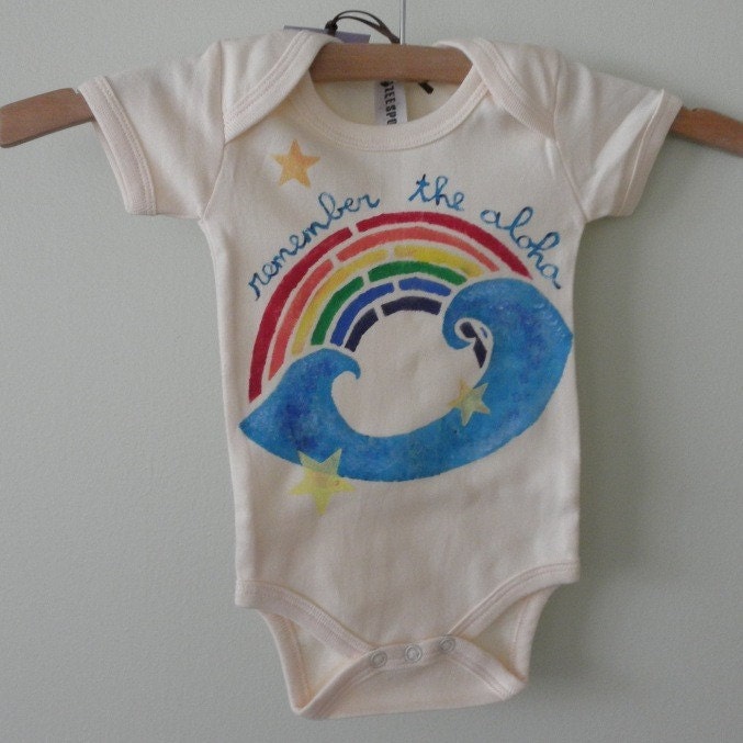 aloha rainbow, organic hand painted onesie or little T-shirt