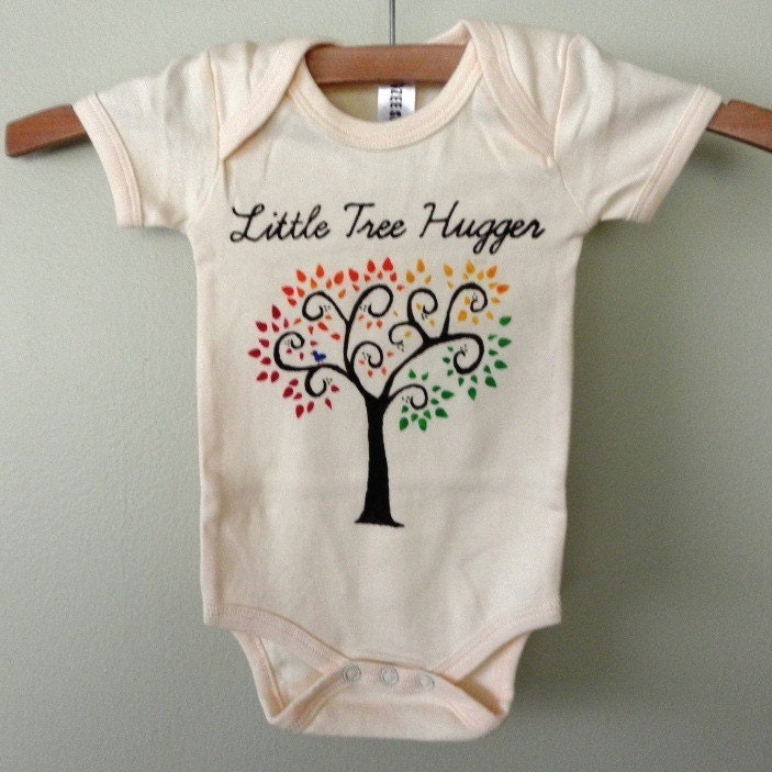 baby onesie or tshirt, organic and hand painted, little tree hugger