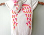 baby angel wings gift set, organic handpainted romper and beanie