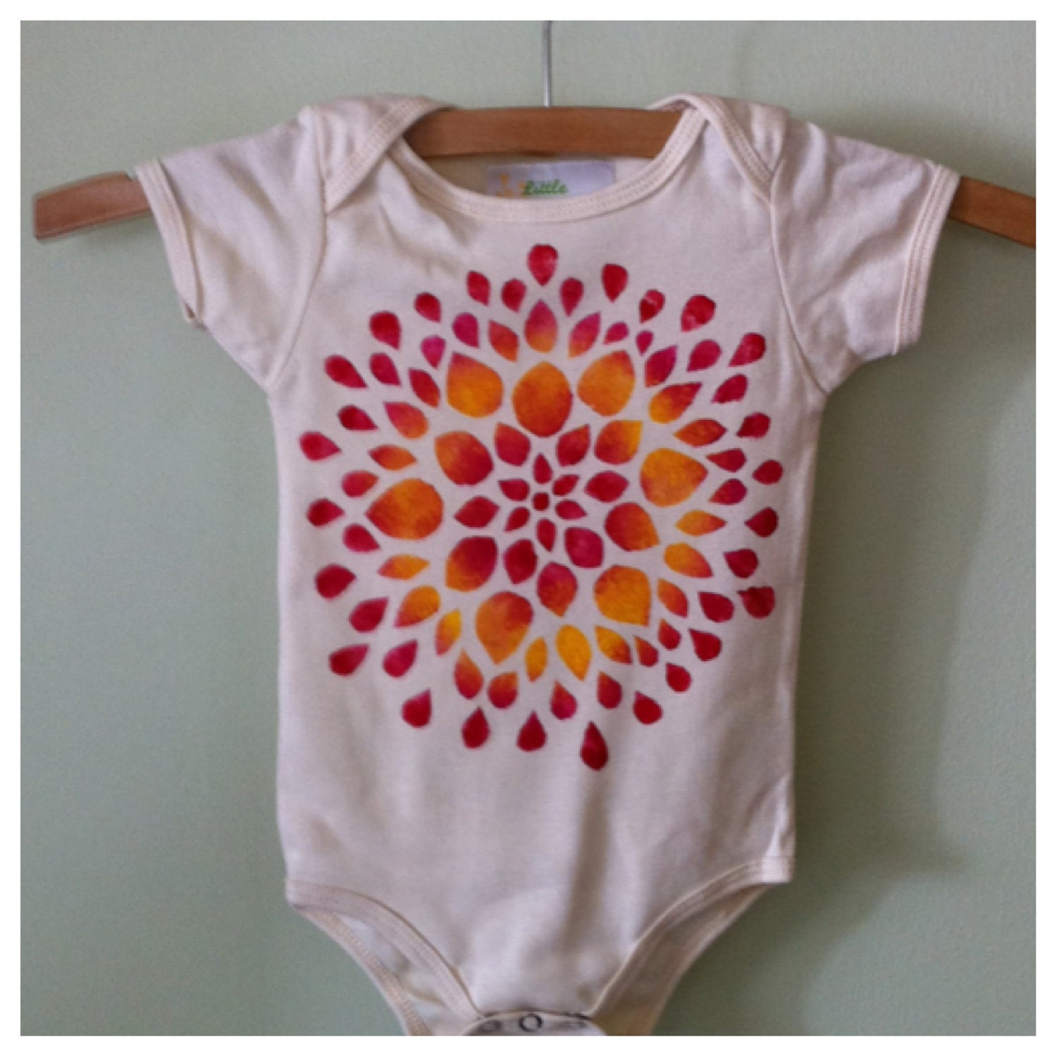 organic baby, hand-painted onesie or tshirt, flower