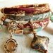 Red wine brocade wrap bracelet