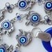 7 Elephant with Evil Eye Beads Amulet Handmade Turkish Silver Plated Wall Hanging