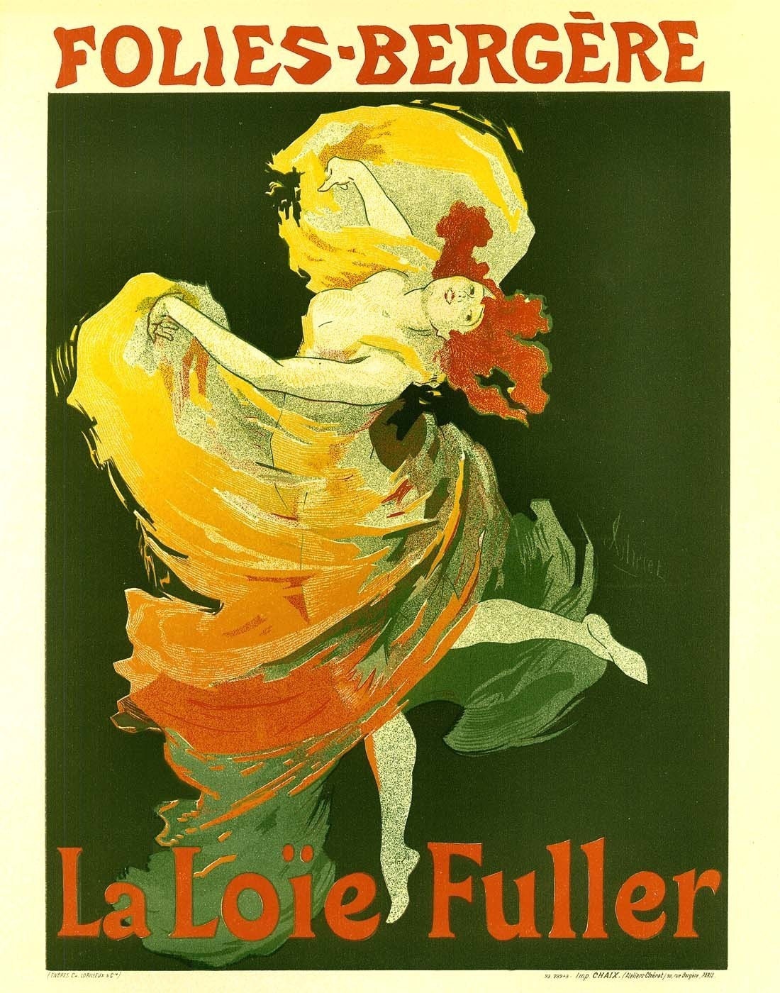 11x14 Vintage French Advertisements Folies-Bergere. La Loie Fuller by Jules Cheret. Vintage Cabaret. Dancer - 055