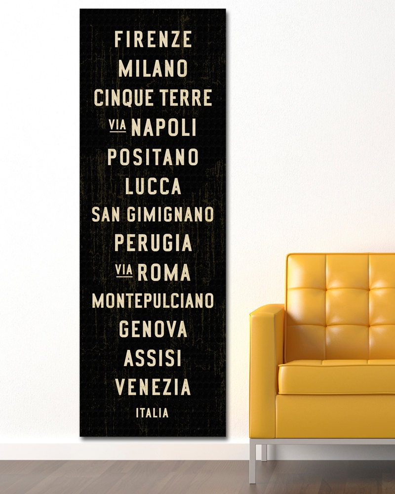 VIVA ITALY Bus Roll Poster Art. Typography Print. Canvas Subway Sign. Tram Scroll. 20.5 x 60