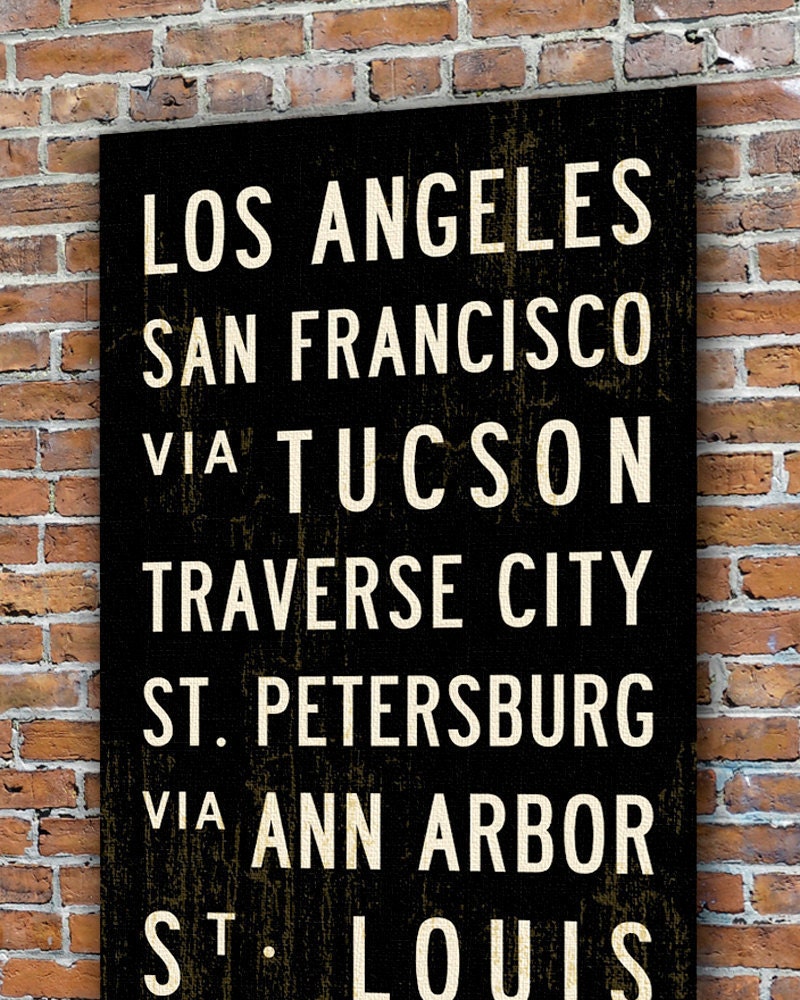 PERSONALIZED Bus Scroll Art. Custom Tram Scroll. Typography Poster. Canvas Subway Sign 20.5 x 60