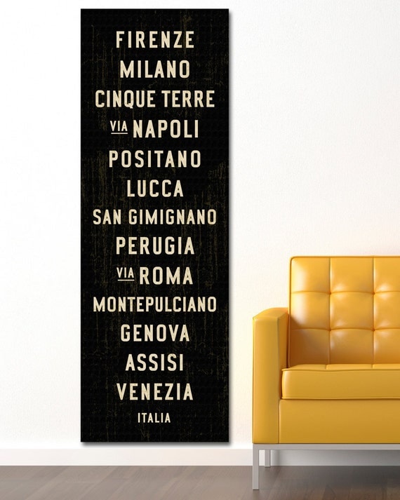 VIVA ITALY Bus Roll Poster Art. Typography Print. Canvas Subway Sign. Tram Scroll. 20.5 x 60