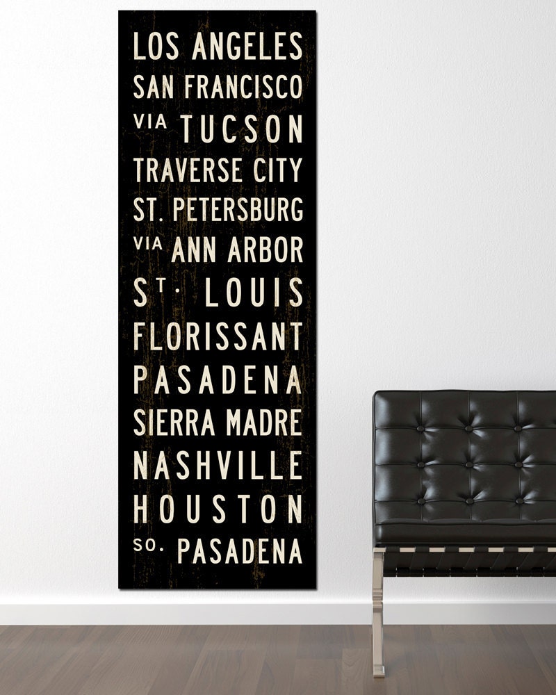 PERSONALIZED Bus Scroll Art. Custom Tram Scroll. Typography Poster. Canvas Subway Sign 20.5 x 60