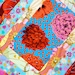 STUNNING blues, reds, pink -Kaffe Fassett. COUTURE Baby Blanket, Amazing craftsmanship and details, Minky fleece on back 30x34 QUILTED.