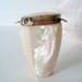Vintaqe Genuine Shell MOP Snuff Poison Pill Box Pendant Necklace - Sterling Silver - Hand Crafted - 1930