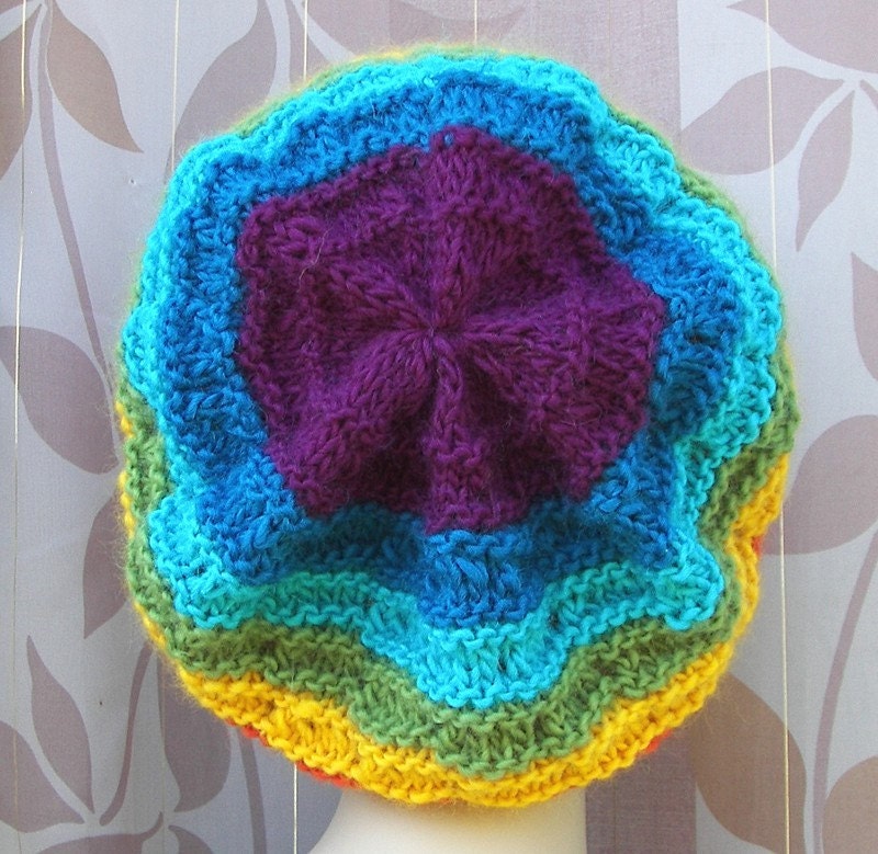 Slouchy Hat Slouch Beanie Beret Rainbow Super Soft WOOL / Peruvian Wool