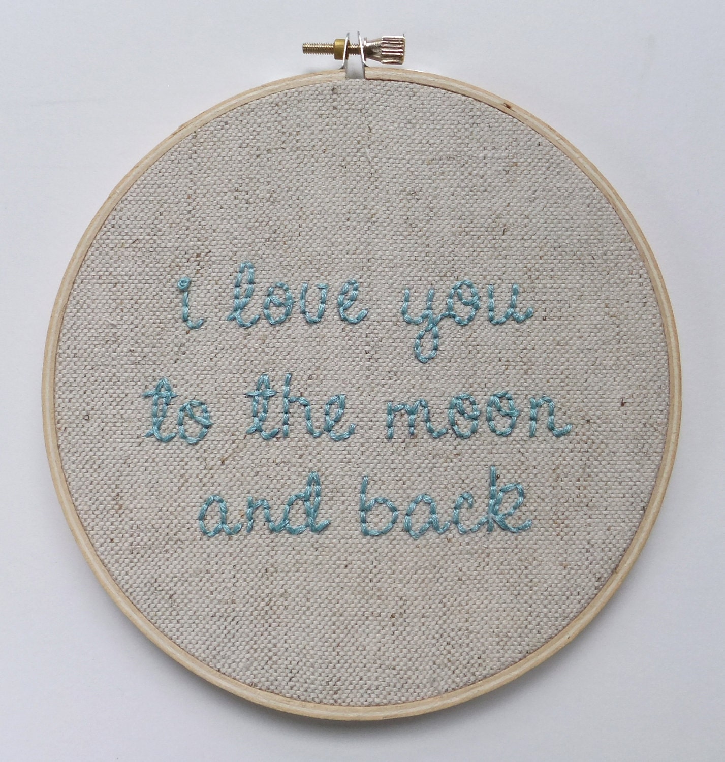 Mothers Day Gift - I Love You To the Moon and Back - hand embroidery in hoop