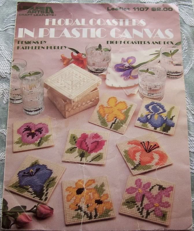 Floral Coasters Plastic Canvas Leisure Arts Leaflet Designs by Kathleen Hurley