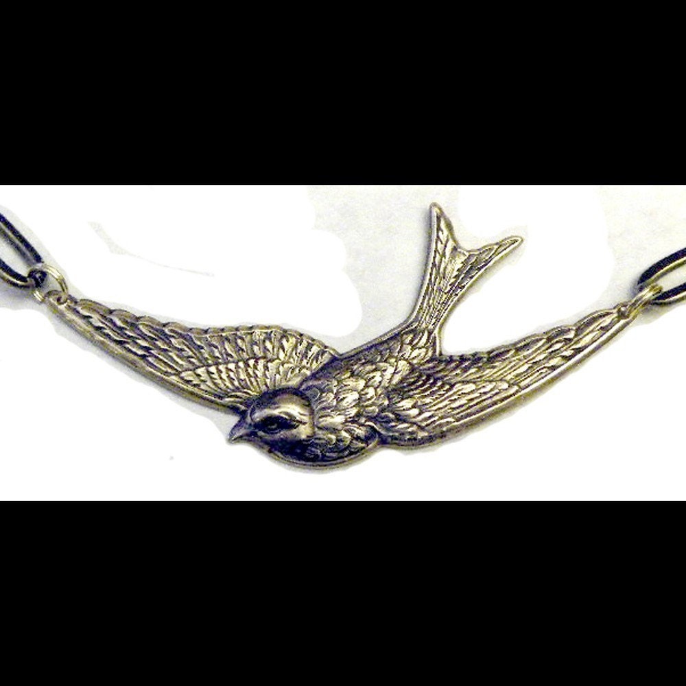 Steampunk Necklace Retro Victorian Swallow Art Nouveau Bird