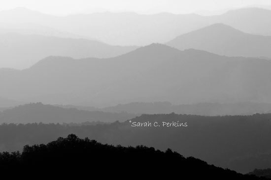 B&W Landscape Photography Mountain Ranges of North Carolina Large Fine Art Wall print 20x30 Specatular view fading mountain peaks
