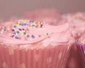 Food photography Kitchen Art Fine Art ACEO photo pink strawberry icing sprinkles sweet treat blank folded card birthday any occasion