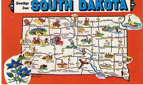 South Dakota Map Postcard Vintage By Heritagegeneralstore On Etsy