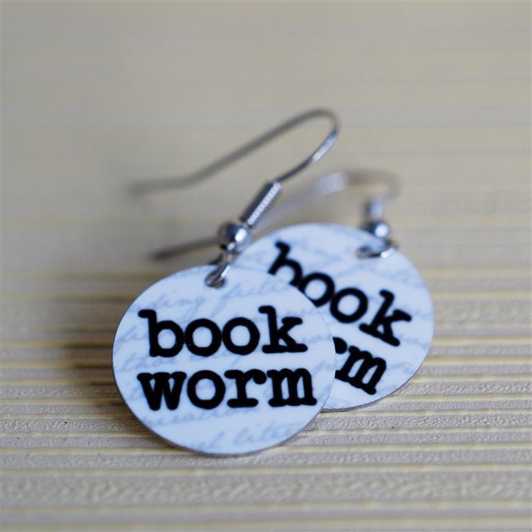 book worm earrings