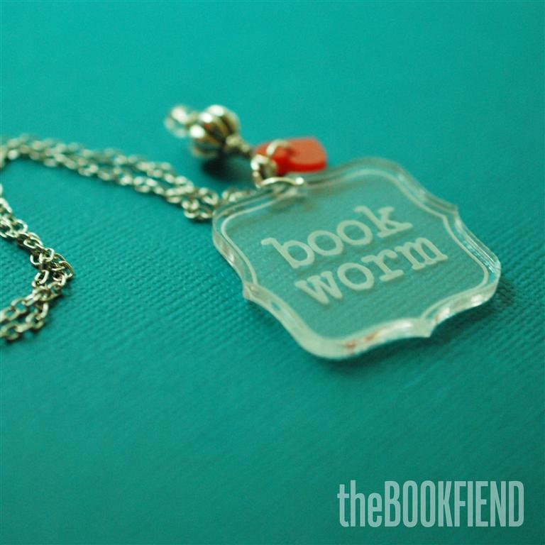 book worm acrylic necklace