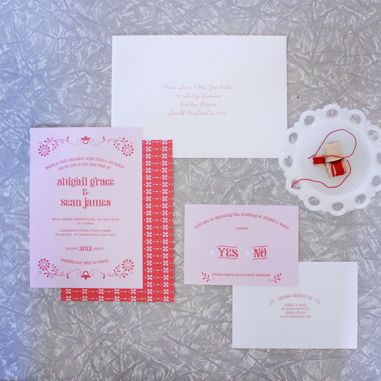 Folk wedding invitation