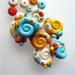 Handmade Glass Spiral Beads Turquoise Yellow Ivory SRA
