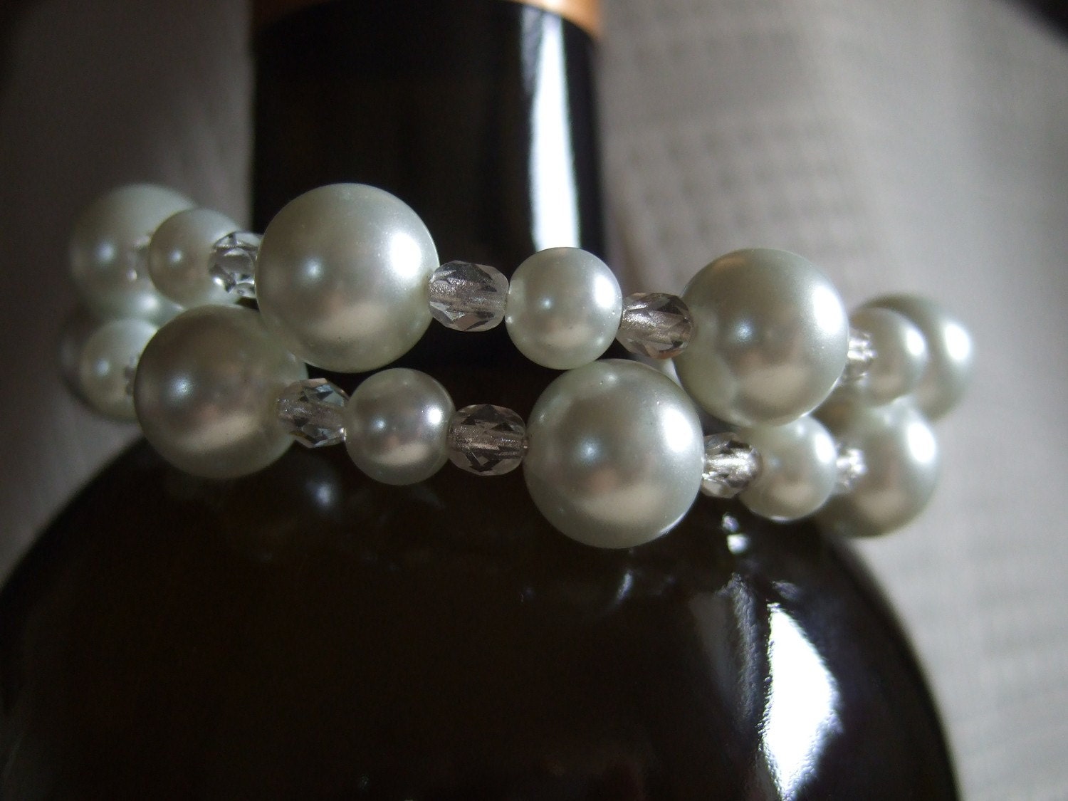 I Do- creme glass pearl bracelet