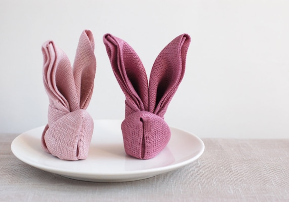Natural linen napkins. Set of 8.