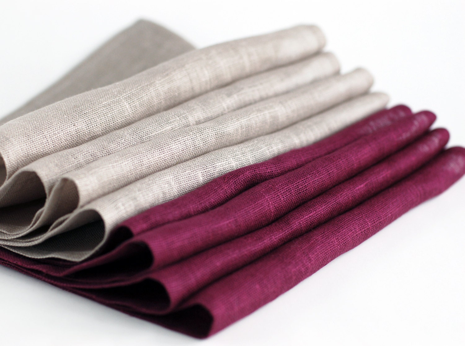 Natural linen napkins. Set of 8.