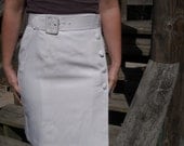 Pencil Skirt Vintage 1980s White Spring Fashion Secretary Skirt