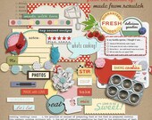 Kitschy Kitchen Mixed Media - Digital Scrapbooking elements INSTANT DOWNLOAD